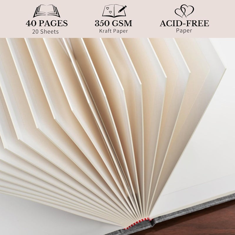 Pssoss 10 x 10 Inch DIY Scrapbook Album 40 Pages Linen Hardcover Kraft White Paper Scrap Book Photo Albums Memory Book for Baby Wedding Family Anniversary Photo Album (Beige, 40 pages) - Image 5